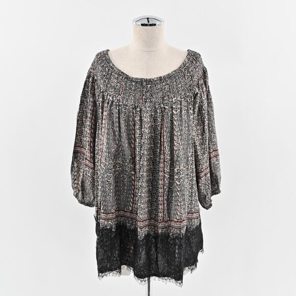 ANTHROPOLOGIE Top Womens‎ Size L Virginia Augusta Boho Off Shoulder Lace Trim - Picture 1 of 13